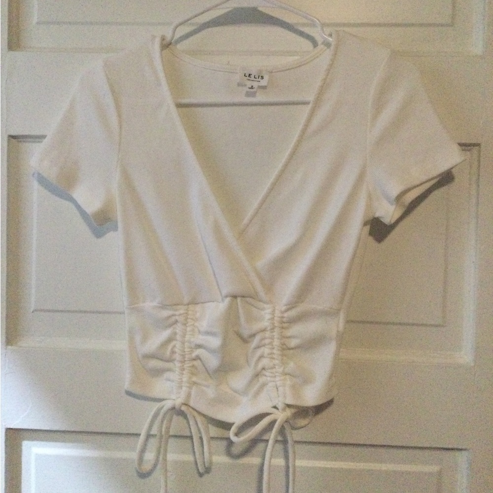 White tie cropped shirt